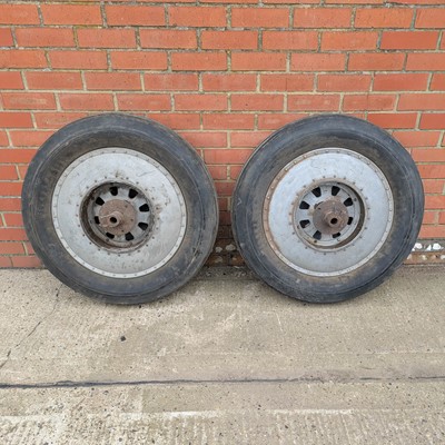 Lot 15 - A pair of vintage bi-plane wheels, dating from...