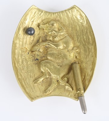Lot 19 - A WW I French brass trench art ashtray, relief...