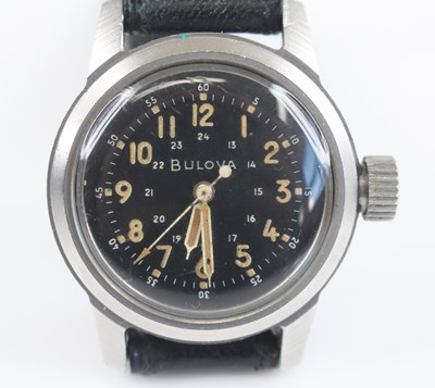 Lot 205 - A Bulova A17A U.S. Military issue stainless...