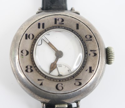Lot 160 - A WW I silver cased half hunter trench watch,...