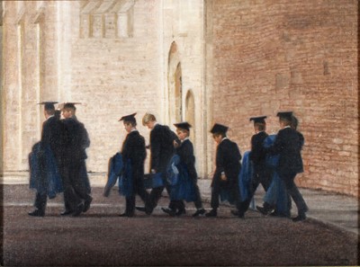 Lot 89 - Edna Bizon (1929-2016) - Choir Practice, oil...