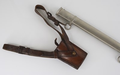 Lot 67 - A steel sword scabbard, 85cm, together with a...