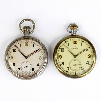Lot 182 - A Cyma military issue nickel cased open face...