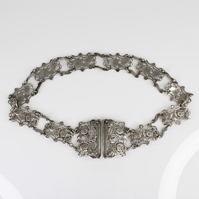 Lot 83 - An Art Nouveau Edwardian silver nurse's belt,...