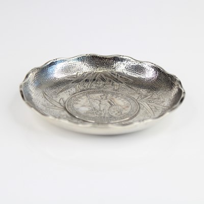 Lot 74 - A George V Chinese silver dish inset with a...