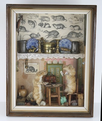 Lot 457 - An anthromorphic taxidermy diorama of two card...