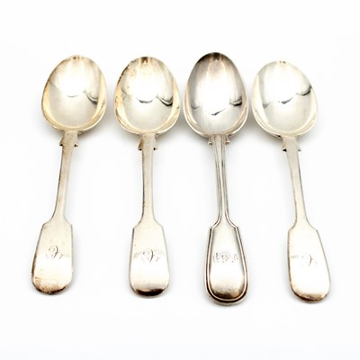 Lot 55 - A set of three Victorian silver dessert spoons...