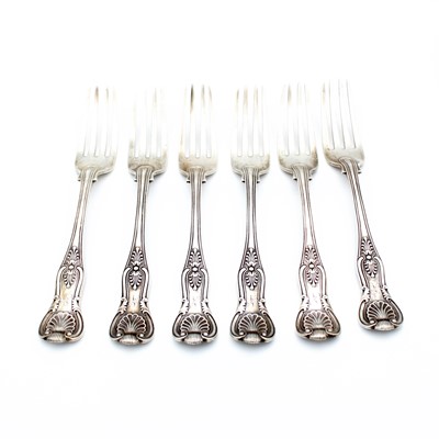 Lot 79 - A set of six Victorian silver table forks in...