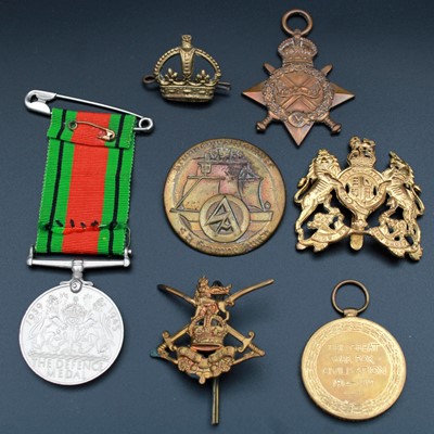Lot 44 - A WW I 1914-15 Star, naming 9682 PTE. A.H....