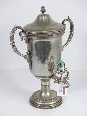 Lot 36 - Circa 1900 silver plated pedestal samovar and...
