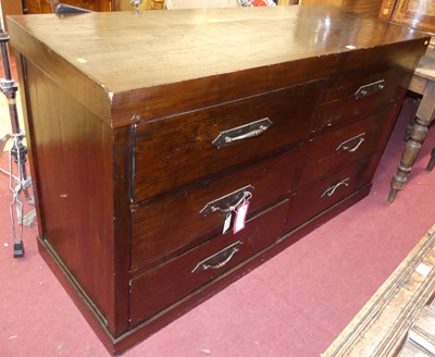 Lot 699 - A contemporary Oriental stained elm side chest,...