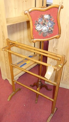Lot 704 - An Edwardian towel rail, together with a...