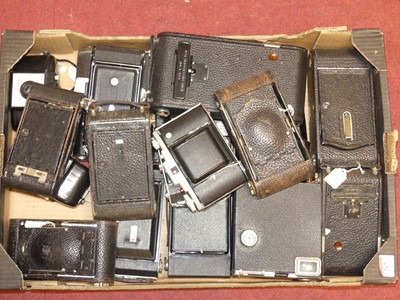 Lot 207 - A box of assorted vintage cameras, to include...