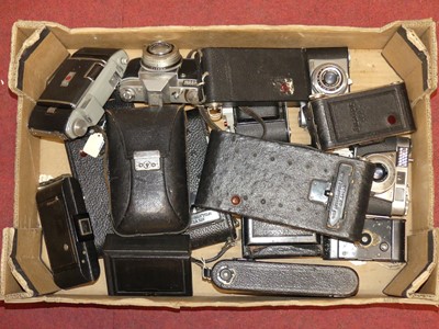Lot 208 - A box of assorted vintage cameras, to include...