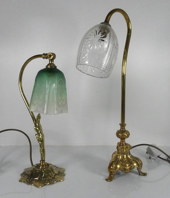 Lot 175 - A Victorian style brass desk lamp, having a...