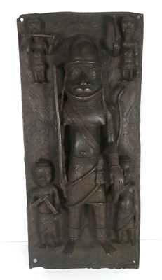 Lot 188 - A Benin bronze relief plaque depicting a...
