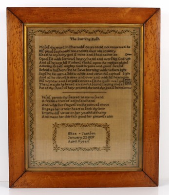 Lot 190 - Eliza Jackson - an early Victorian needlework...