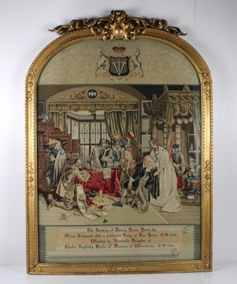 Lot 192 - A mid-Victorian woolwork panel depicting the...