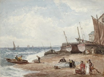 Lot 224 - Mary Smirke (1779-1853) - Buying fish on the...