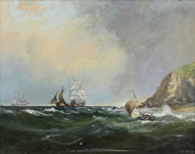 Lot 225 - R.D. Stockle - Sailing boats in choppy seas...