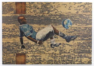 Lot 111 - Pete Hawkins (b.1980) - Footballer, print on...