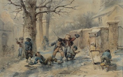 Lot 254 - Mari Ten Kate (1831-1910) - The Snowball Fight,...