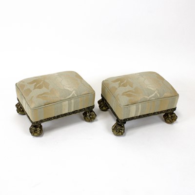 Lot 346 - A pair of Regency brass footstools, each...