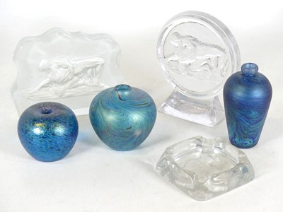 Lot 111 - An iridescent studio glass bud vase, h.12cm,...