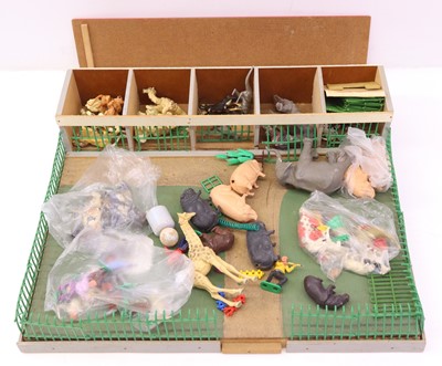 Lot 100 - Hand-made wooden stable building with red roof,...