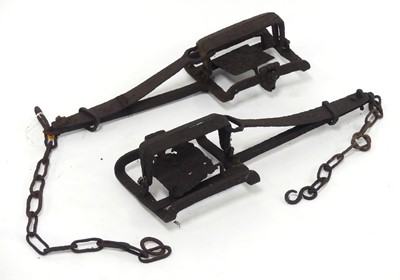 Lot 380 - A 19th century wrought iron animal trap,...
