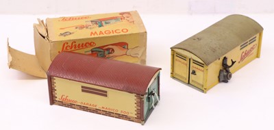 Lot 83 - Two Schuco Magico tinplate garages, no.1500,...