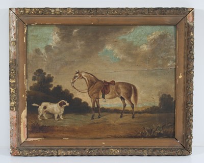 Lot 422 - English school, 19th century, Horse and dog...