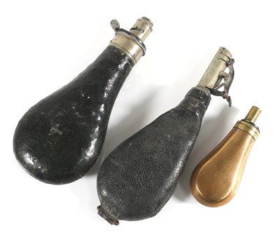 Lot 26 - An early 20th century leather shot flask, of...