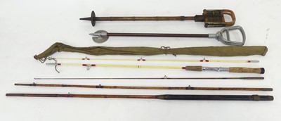 Lot 310 - An unmarked three-piece cane fly rod, together...