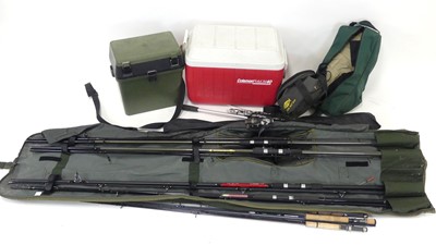 Lot 411 - A Crane canvas rod holdall containing a pair...