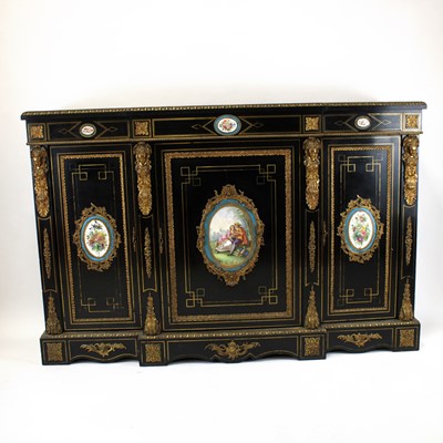 Lot 340 - A mid-19th century ebonised and gilt metal...