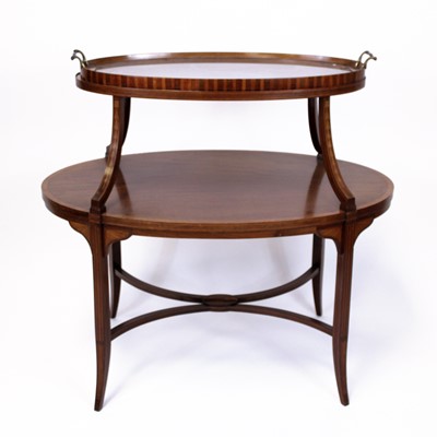 Lot 327 - An Edwardian mahogany and inlaid two-tier...