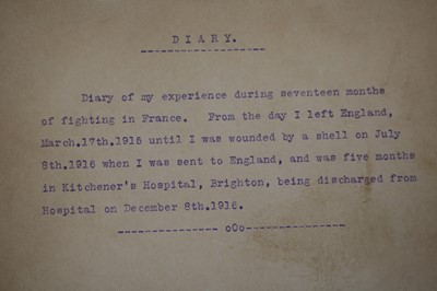 Lot 236 - A wartime diary the typed pages charting the...