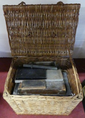 Lot 587 - A Victorian annotated metal deed box; together...