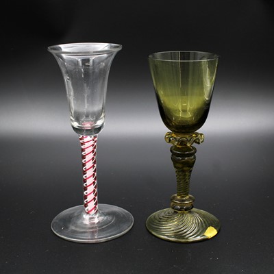 Lot 41 - A pedestal cordial glass, probably an...