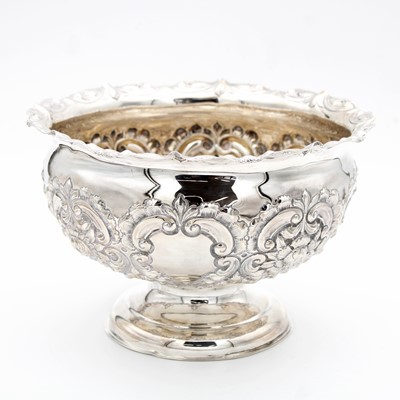 Lot 64 - A Victorian silver rose bowl, all over...