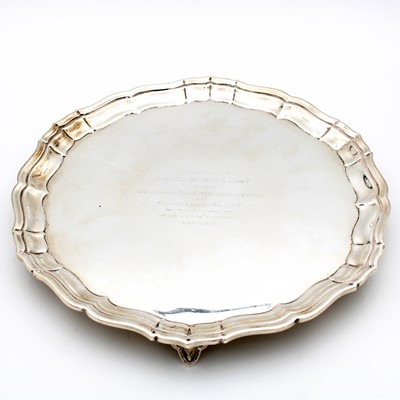 Lot 77 - A George VI silver salver, of shaped circular...