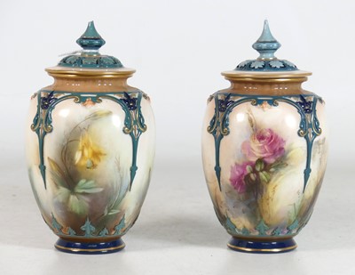 Lot 88 - A matched pair of Hadley's Worcester potpourri...
