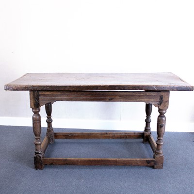 Lot 348 - A late 17th century joined oak refectory table,...