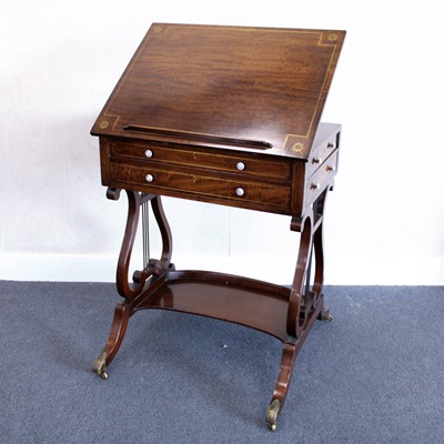 Lot 341 - A circa 1900 mahogany and brass inlaid writing...