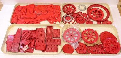 Lot 144 - A good quantity of red Meccano components and...