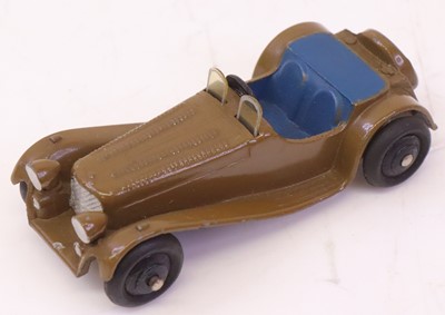 Lot 215 - Dinky Toys No.38F SS Jaguar in off brown body...