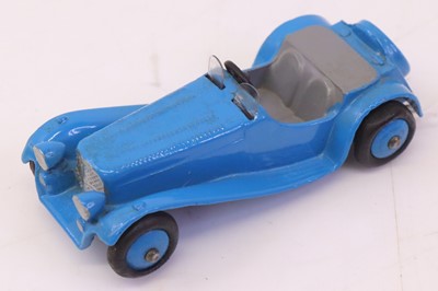 Lot 216 - Dinky Toys No.38F Jaguar SS in blue body with...