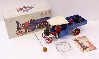 Lot 411 - Mamod SW1 steam wagon in blue, with red hubs,...