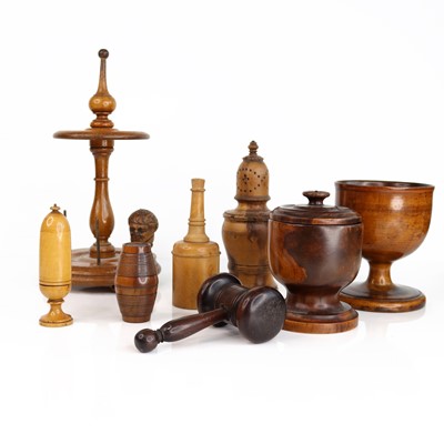 Lot 162 - Mixed treen, to include a Victorian fruitwood...